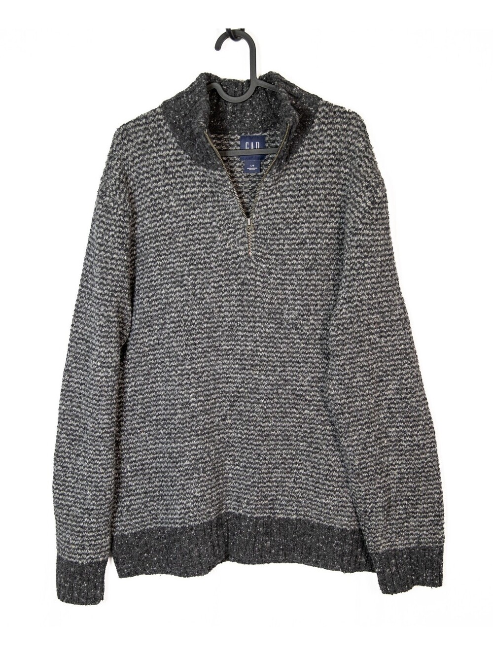 GAP Designer Wool / Cotton Blend 1/4 Zip Gray Sweater Winter Warm - Men's L